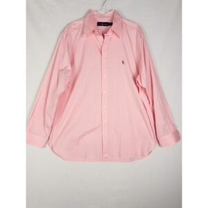 Polo Ralph Lauren Shirt Mens 17 34-35 Orange Flesh Pony Casual 100% Cotton